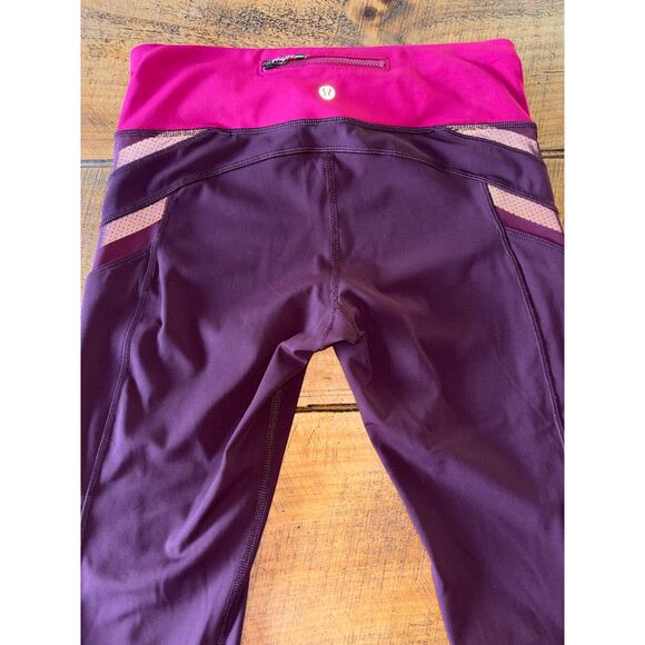 Lululemon Align Crop Athletic Leggings Maroon/Pink Pockets Reflective Size 6 - Picture 6 of 8